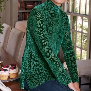 Soft Surroundings Walden Velvet Turtleneck - Evergreen Forest